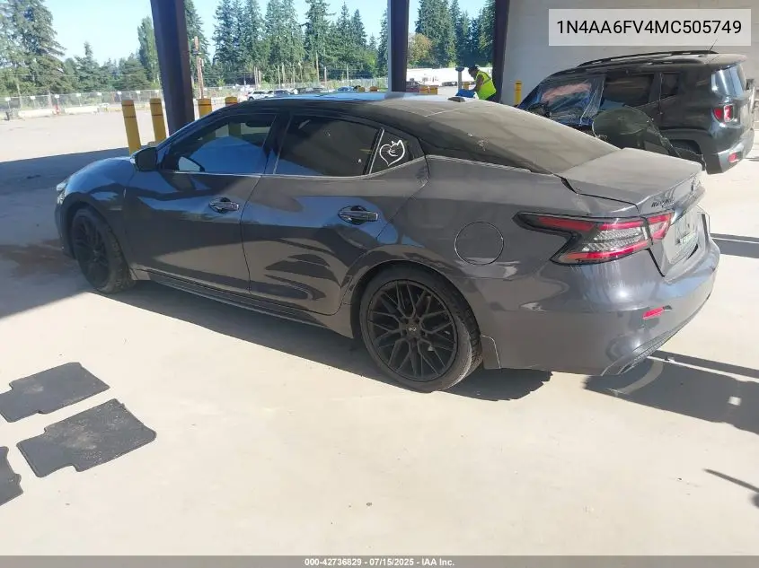 2021 Nissan Maxima Platinum Xtronic Cvt VIN: 1N4AA6FV4MC505749 Lot: 42736829