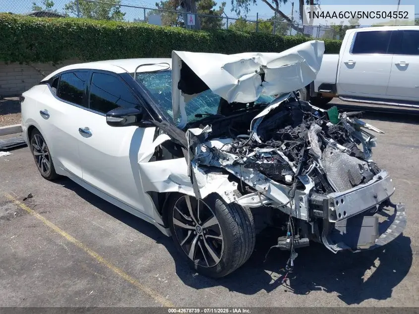 2022 Nissan Maxima Sv Xtronic Cvt VIN: 1N4AA6CV5NC504552 Lot: 42678739