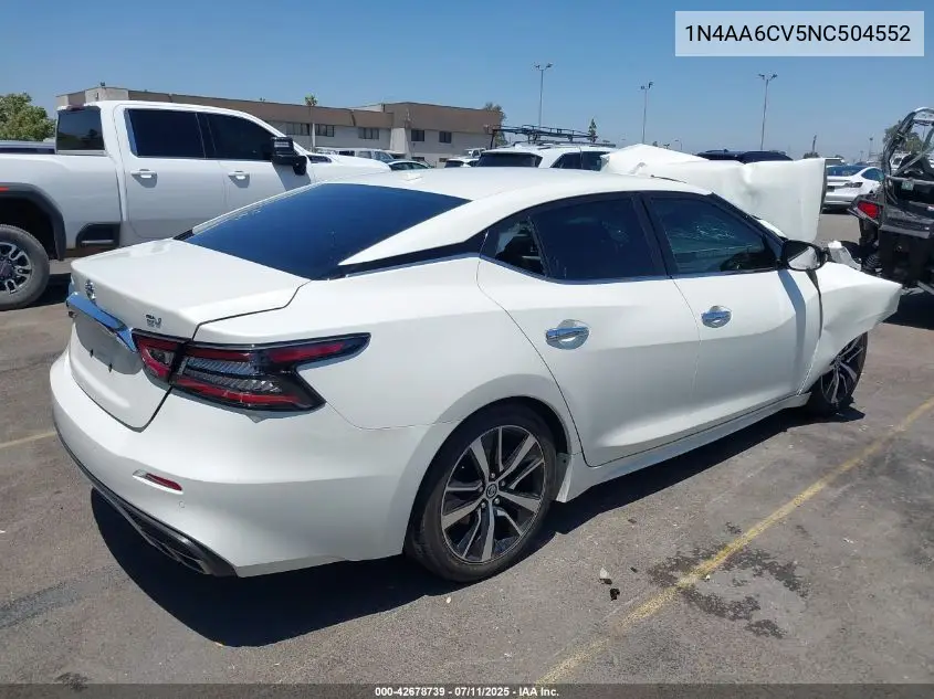 2022 Nissan Maxima Sv Xtronic Cvt VIN: 1N4AA6CV5NC504552 Lot: 42678739