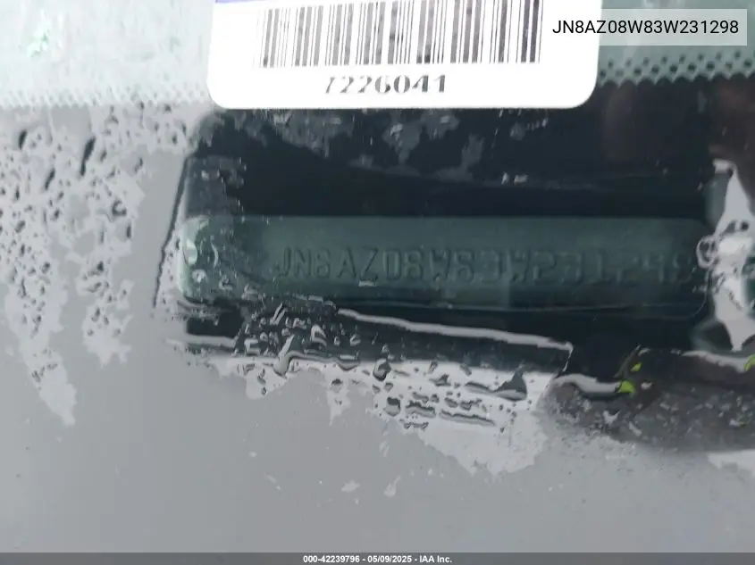 2003 Nissan Murano Sl VIN: JN8AZ08W83W231298 Lot: 42239796