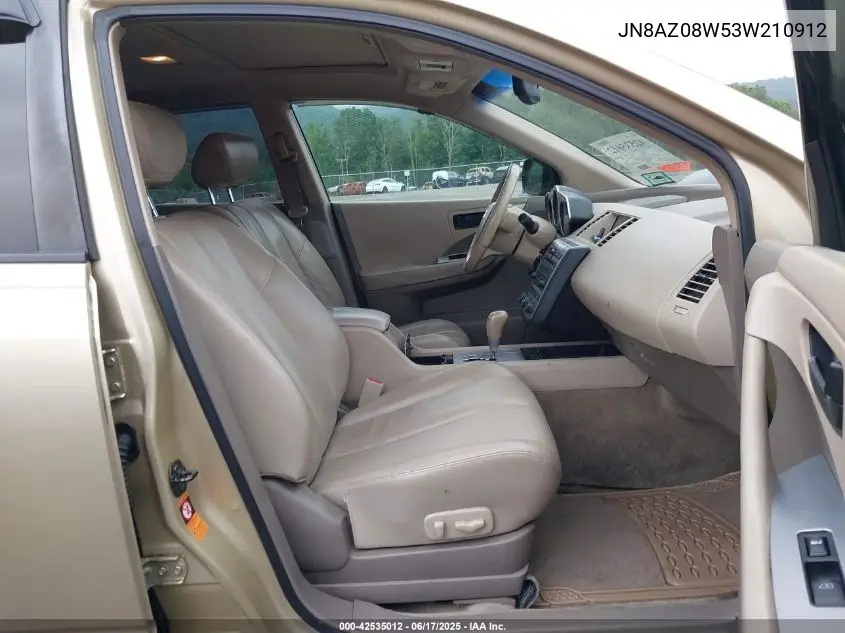 2003 Nissan Murano Sl VIN: JN8AZ08W53W210912 Lot: 42535012