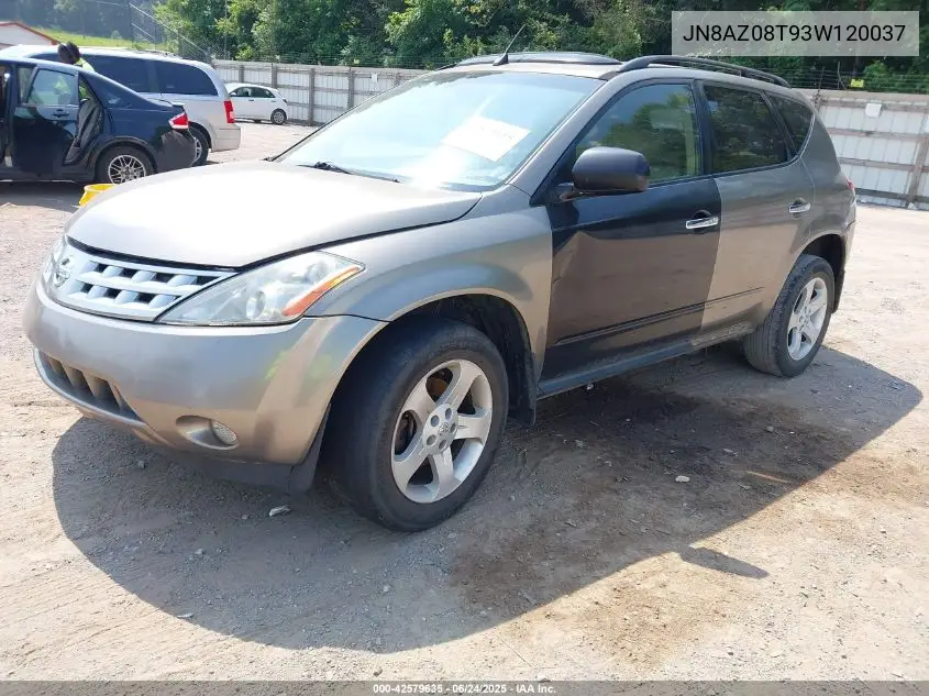 2003 Nissan Murano Sl VIN: JN8AZ08T93W120037 Lot: 42579635