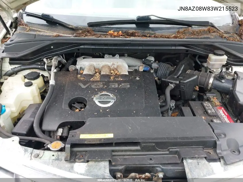 2003 Nissan Murano Sl VIN: JN8AZ08W83W215523 Lot: 42693101
