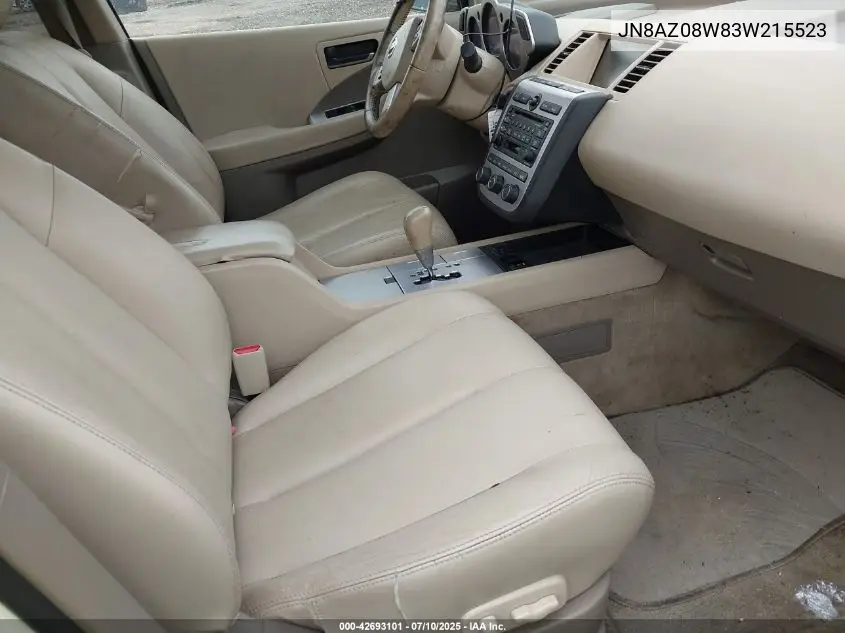 2003 Nissan Murano Sl VIN: JN8AZ08W83W215523 Lot: 42693101
