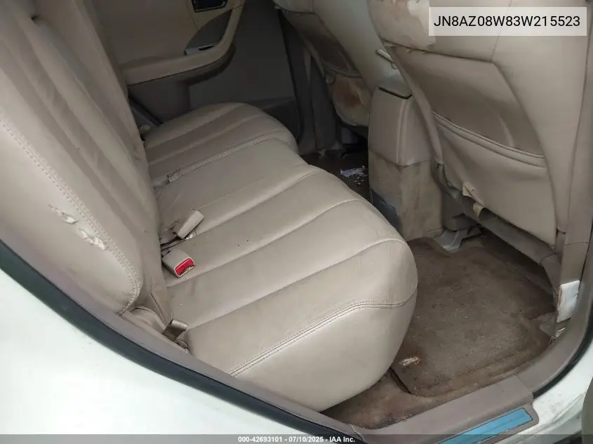 2003 Nissan Murano Sl VIN: JN8AZ08W83W215523 Lot: 42693101