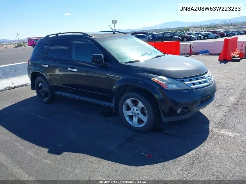2003 Nissan Murano Sl VIN: JN8AZ08W63W223233 Lot: 42713753