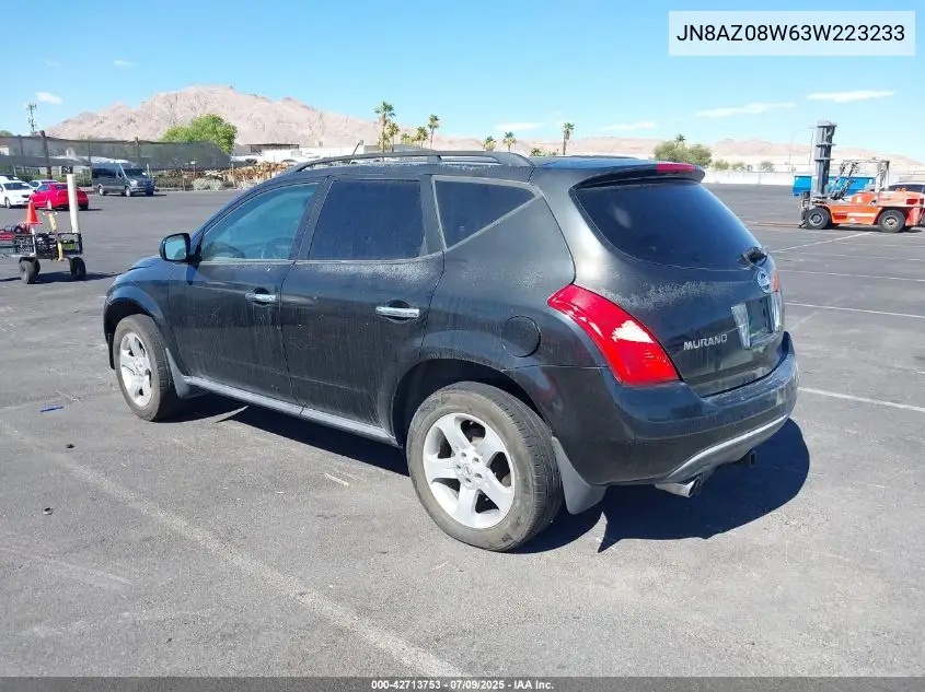2003 Nissan Murano Sl VIN: JN8AZ08W63W223233 Lot: 42713753