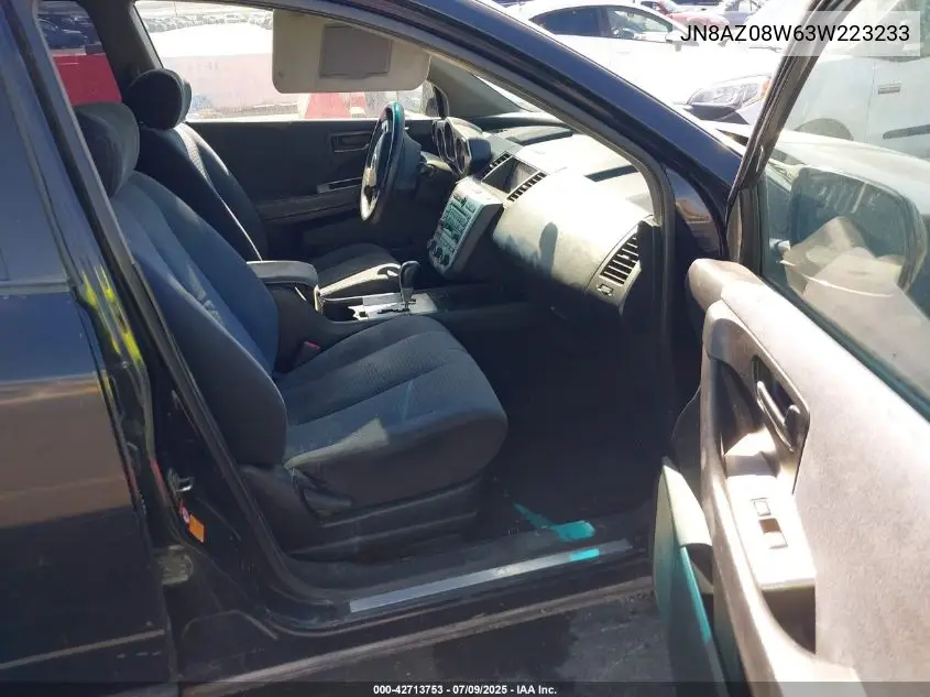 2003 Nissan Murano Sl VIN: JN8AZ08W63W223233 Lot: 42713753