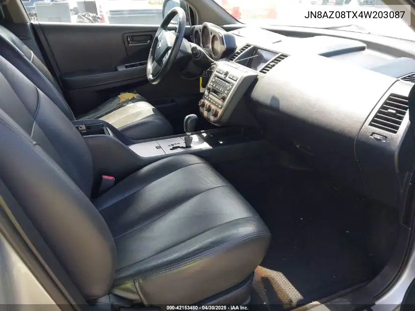 2004 Nissan Murano Sl VIN: JN8AZ08TX4W203087 Lot: 42153480
