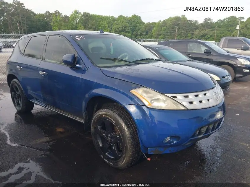 2004 Nissan Murano Sl VIN: JN8AZ08T74W201863 Lot: 42231291