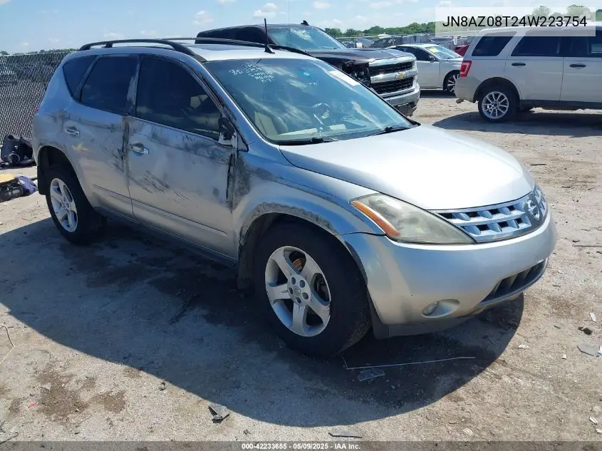 2004 Nissan Murano Sl VIN: JN8AZ08T24W223754 Lot: 42233655