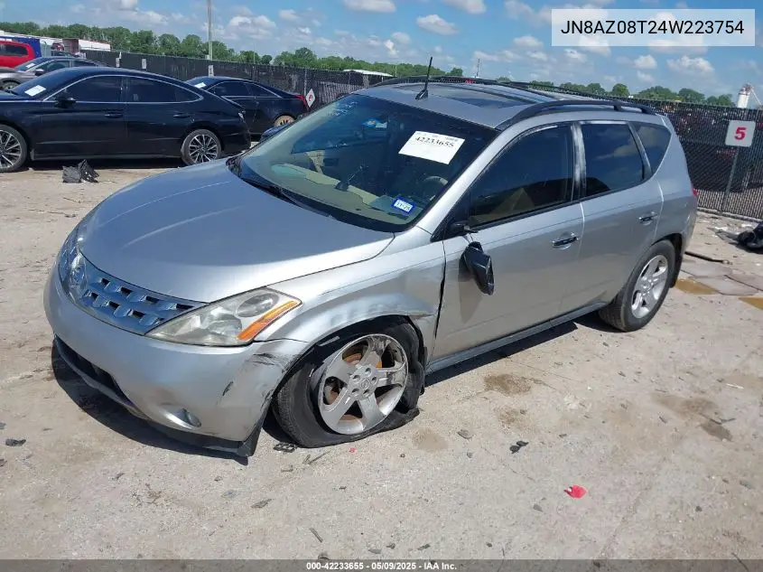 2004 Nissan Murano Sl VIN: JN8AZ08T24W223754 Lot: 42233655