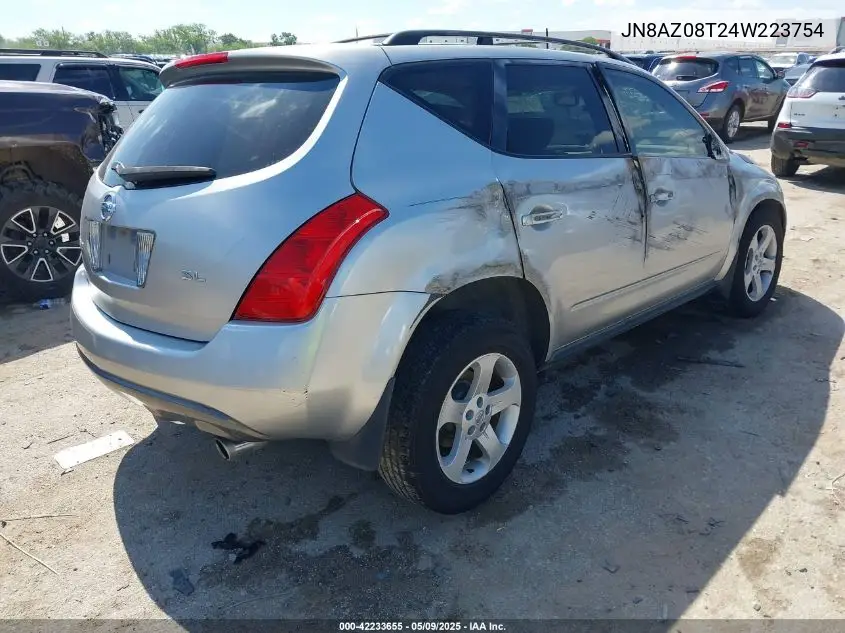 2004 Nissan Murano Sl VIN: JN8AZ08T24W223754 Lot: 42233655