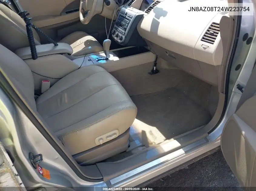 2004 Nissan Murano Sl VIN: JN8AZ08T24W223754 Lot: 42233655