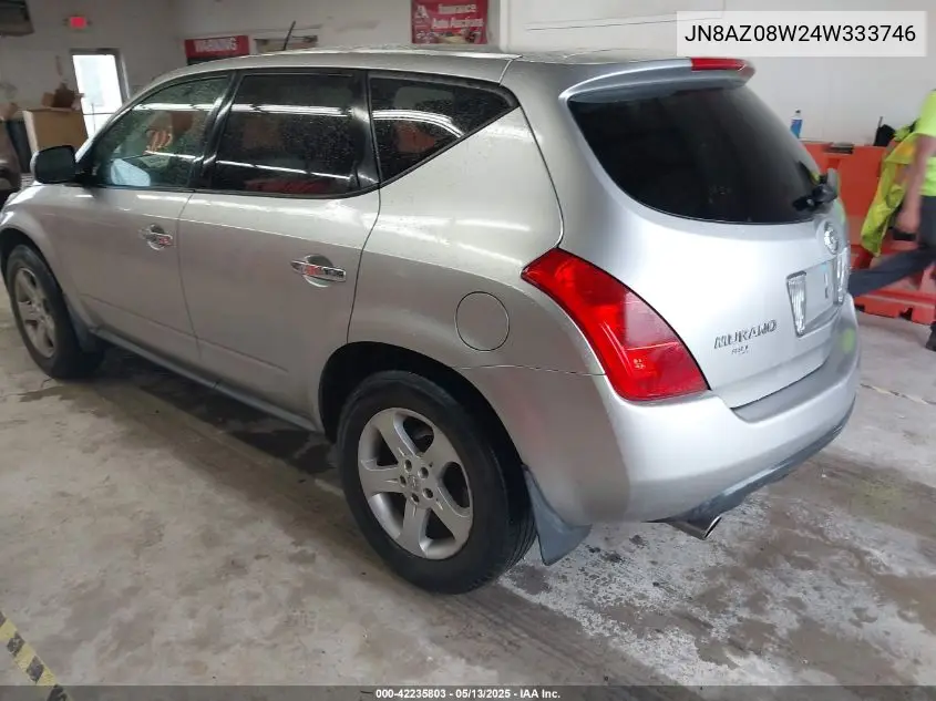 2004 Nissan Murano Sl VIN: JN8AZ08W24W333746 Lot: 42235803