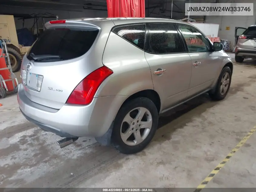 2004 Nissan Murano Sl VIN: JN8AZ08W24W333746 Lot: 42235803