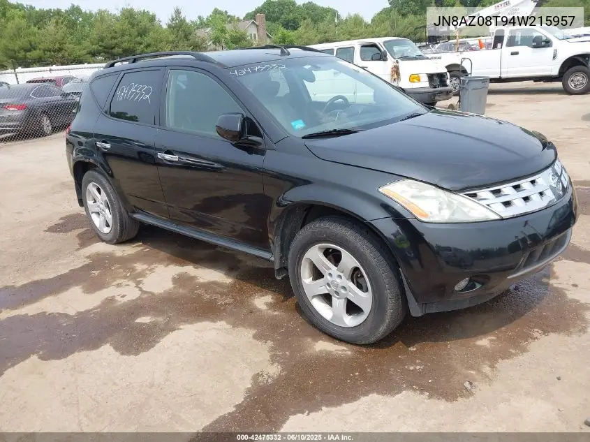 2004 Nissan Murano Sl VIN: JN8AZ08T94W215957 Lot: 42475332