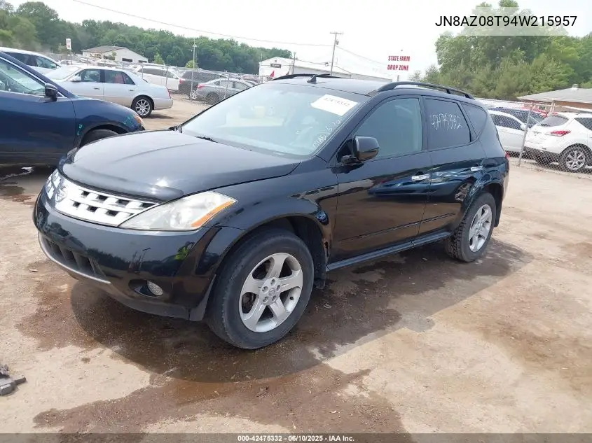2004 Nissan Murano Sl VIN: JN8AZ08T94W215957 Lot: 42475332