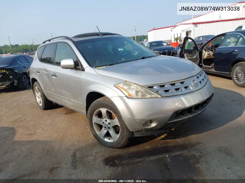 2004 Nissan Murano Sl VIN: JN8AZ08W74W313038 Lot: 42483962