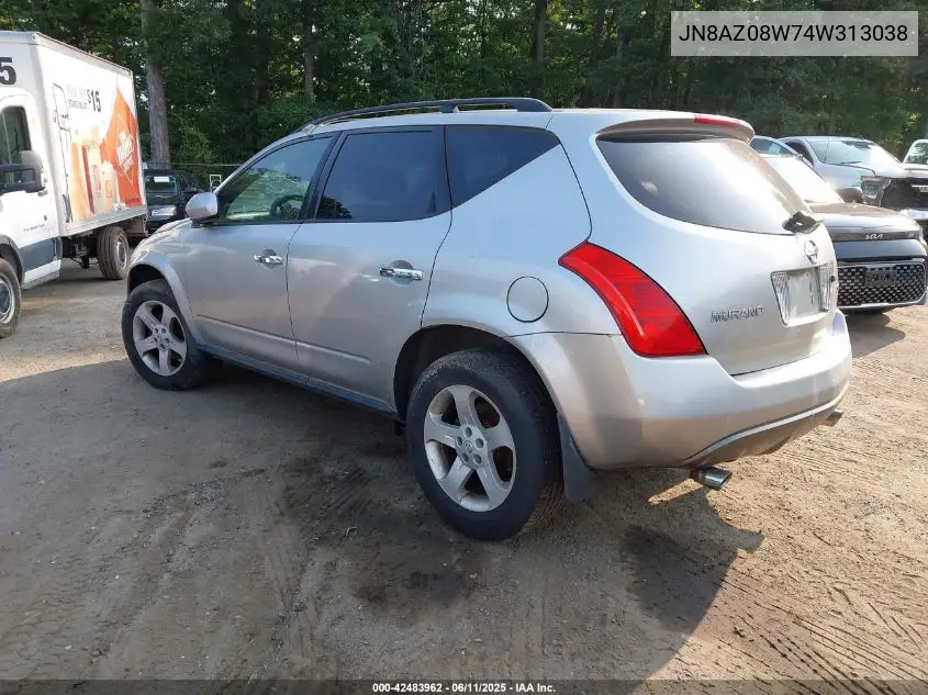 2004 Nissan Murano Sl VIN: JN8AZ08W74W313038 Lot: 42483962