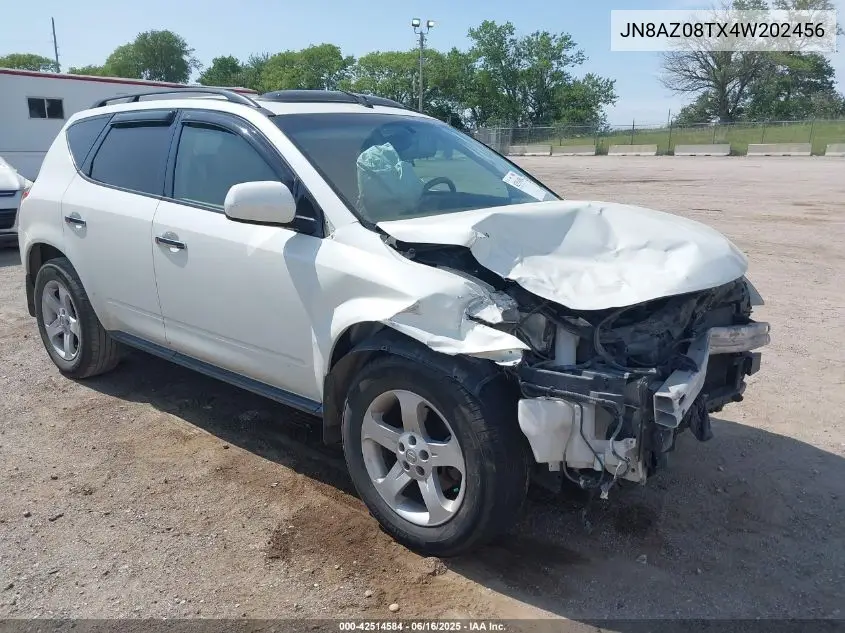 2004 Nissan Murano Sl VIN: JN8AZ08TX4W202456 Lot: 42514584