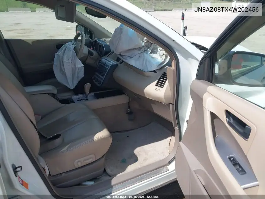 2004 Nissan Murano Sl VIN: JN8AZ08TX4W202456 Lot: 42514584