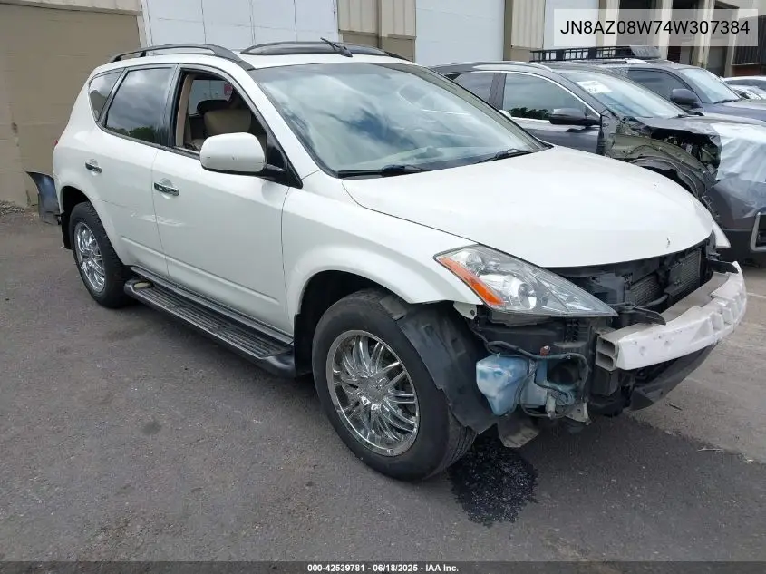 2004 Nissan Murano Sl VIN: JN8AZ08W74W307384 Lot: 42539781