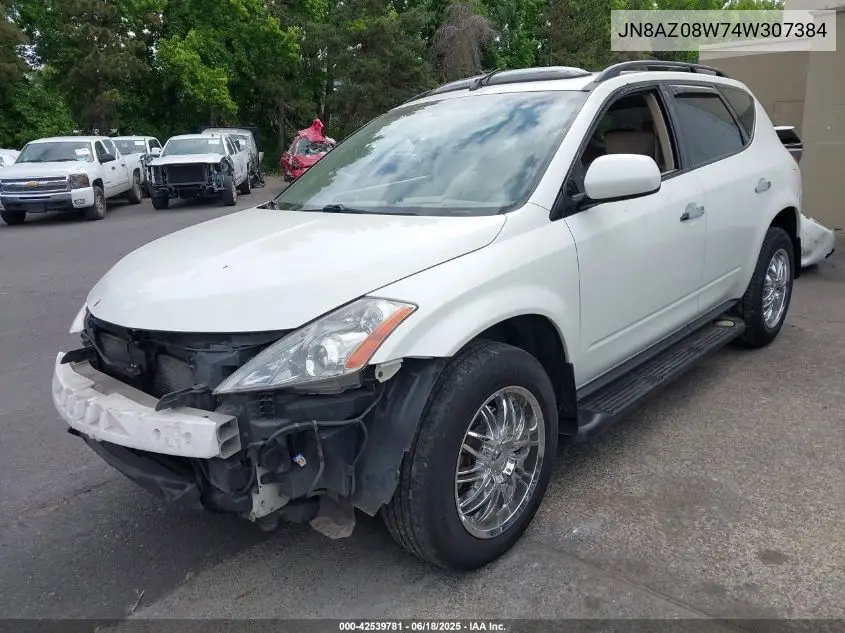 2004 Nissan Murano Sl VIN: JN8AZ08W74W307384 Lot: 42539781
