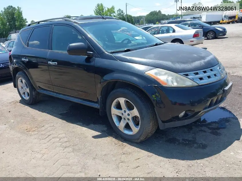 2004 Nissan Murano Se VIN: JN8AZ08W04W328061 Lot: 42550235