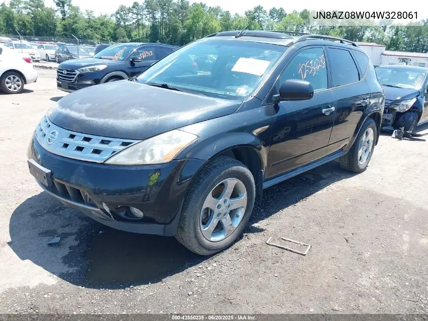 2004 Nissan Murano Se VIN: JN8AZ08W04W328061 Lot: 42550235