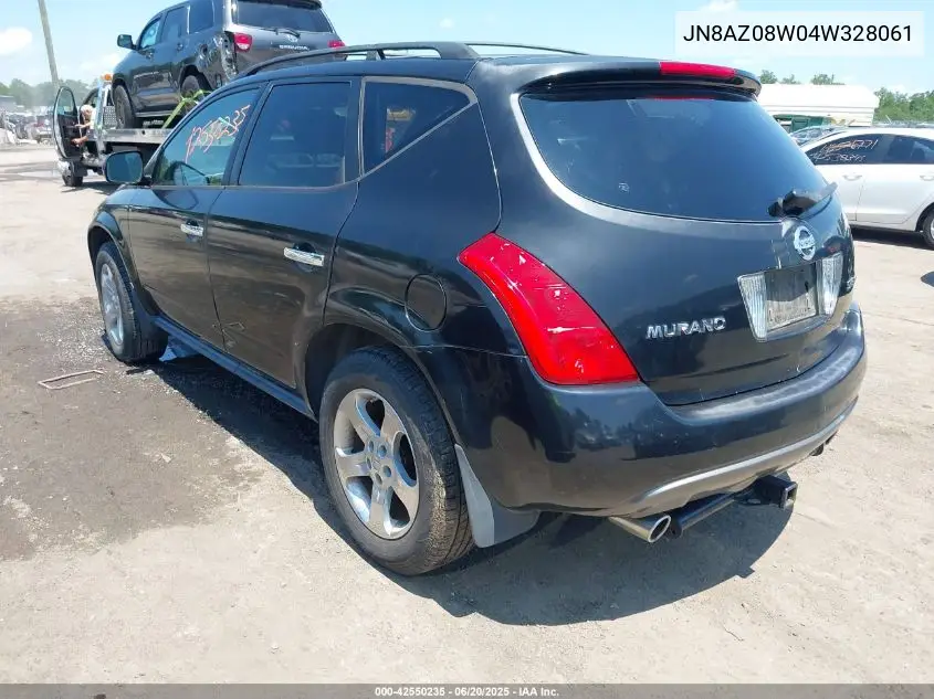 2004 Nissan Murano Se VIN: JN8AZ08W04W328061 Lot: 42550235