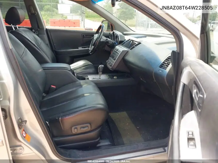 2004 Nissan Murano Sl/Se VIN: JN8AZ08T64W228505 Lot: 42584009