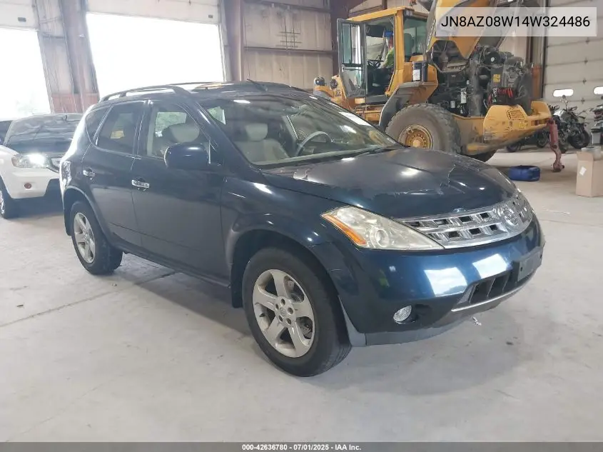 2004 Nissan Murano Sl VIN: JN8AZ08W14W324486 Lot: 42636780