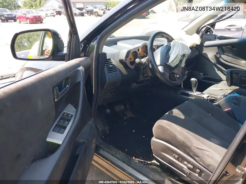 2004 Nissan Murano Sl VIN: JN8AZ08T34W218420 Lot: 42647543