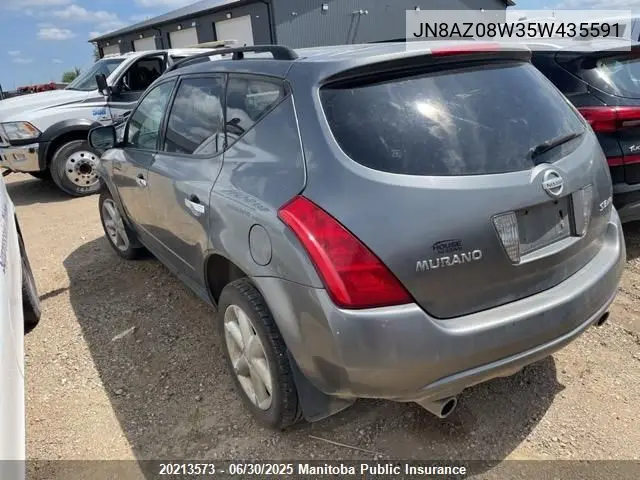 2005 Nissan Murano Se VIN: JN8AZ08W35W435591 Lot: 20213573