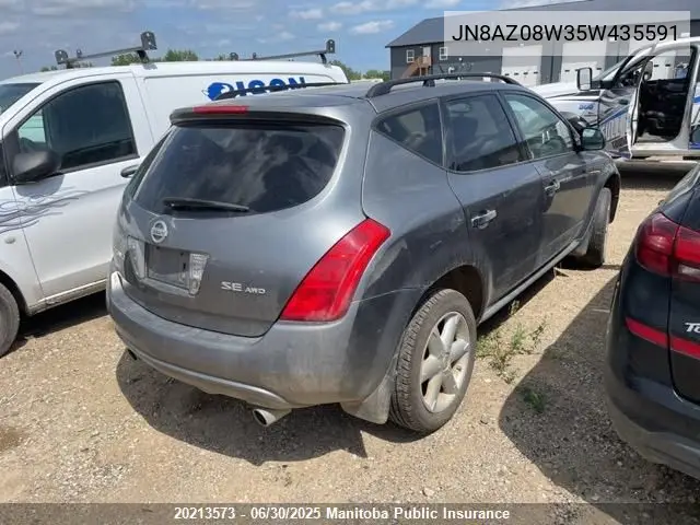 2005 Nissan Murano Se VIN: JN8AZ08W35W435591 Lot: 20213573