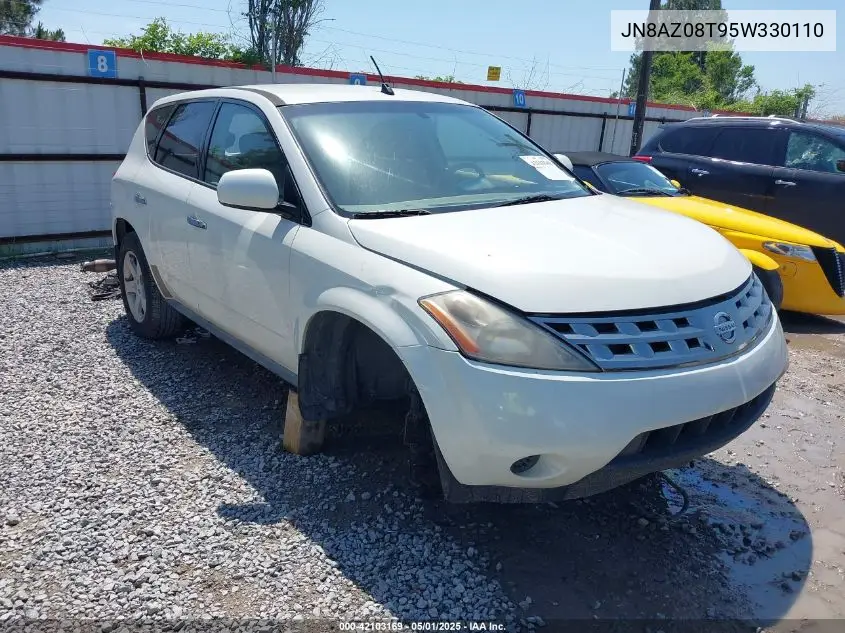 2005 Nissan Murano S VIN: JN8AZ08T95W330110 Lot: 42103169