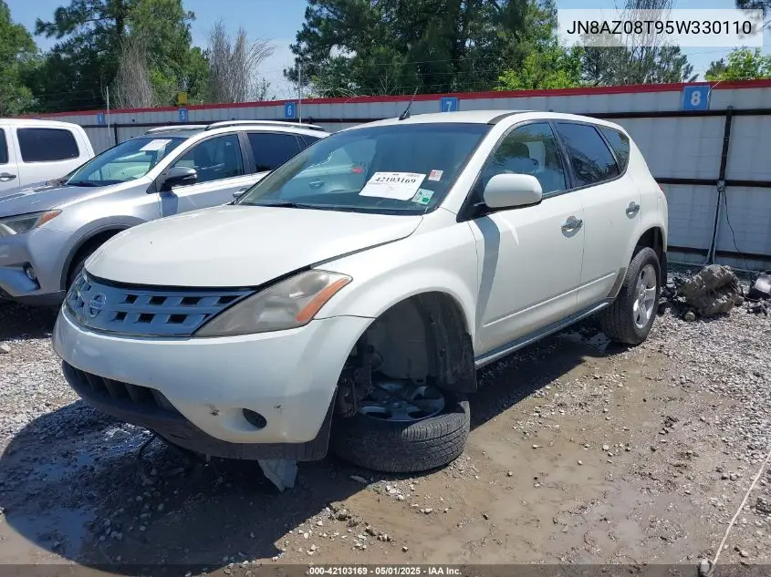 2005 Nissan Murano S VIN: JN8AZ08T95W330110 Lot: 42103169
