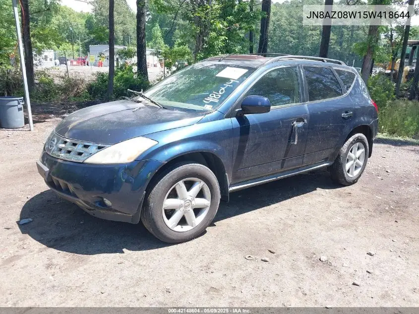 2005 Nissan Murano Se VIN: JN8AZ08W15W418644 Lot: 42148604