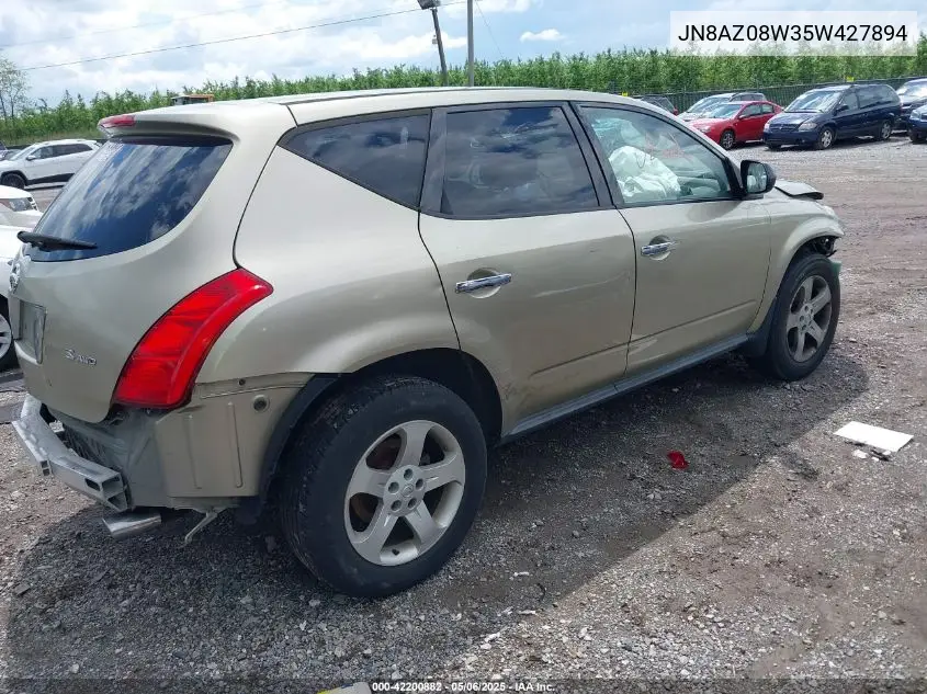 2005 Nissan Murano S VIN: JN8AZ08W35W427894 Lot: 42200882