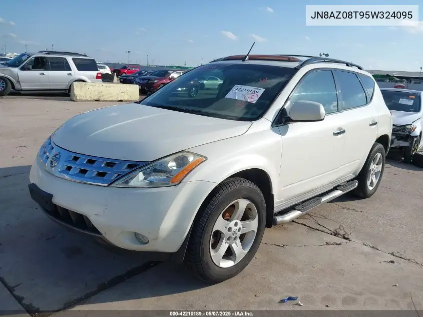 2005 Nissan Murano Sl VIN: JN8AZ08T95W324095 Lot: 42210189