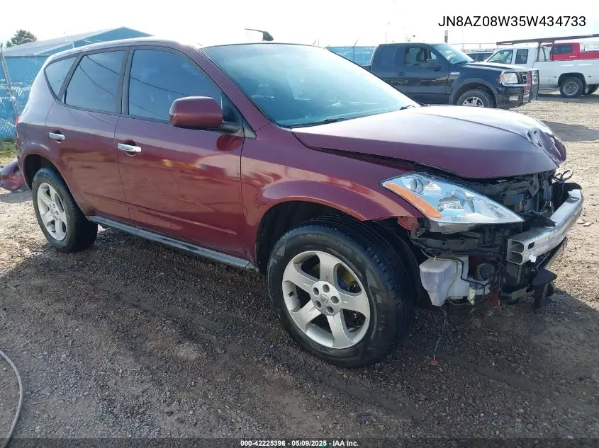 2005 Nissan Murano Sl VIN: JN8AZ08W35W434733 Lot: 42225396