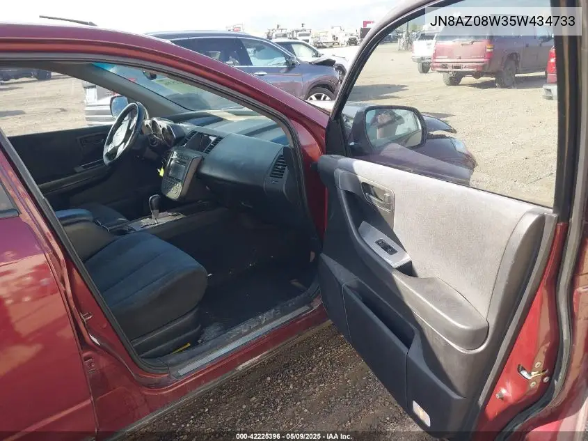 2005 Nissan Murano Sl VIN: JN8AZ08W35W434733 Lot: 42225396