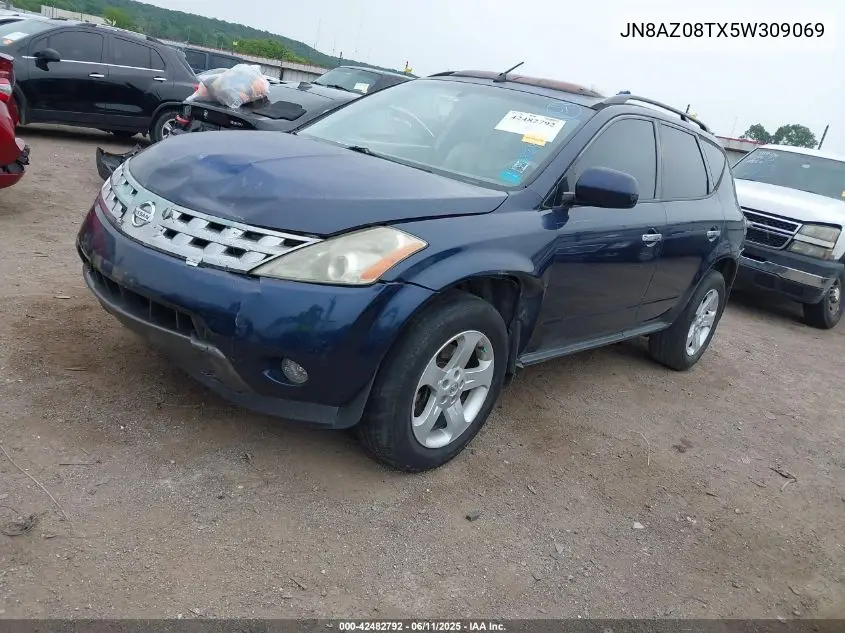 2005 Nissan Murano Sl VIN: JN8AZ08TX5W309069 Lot: 42482792