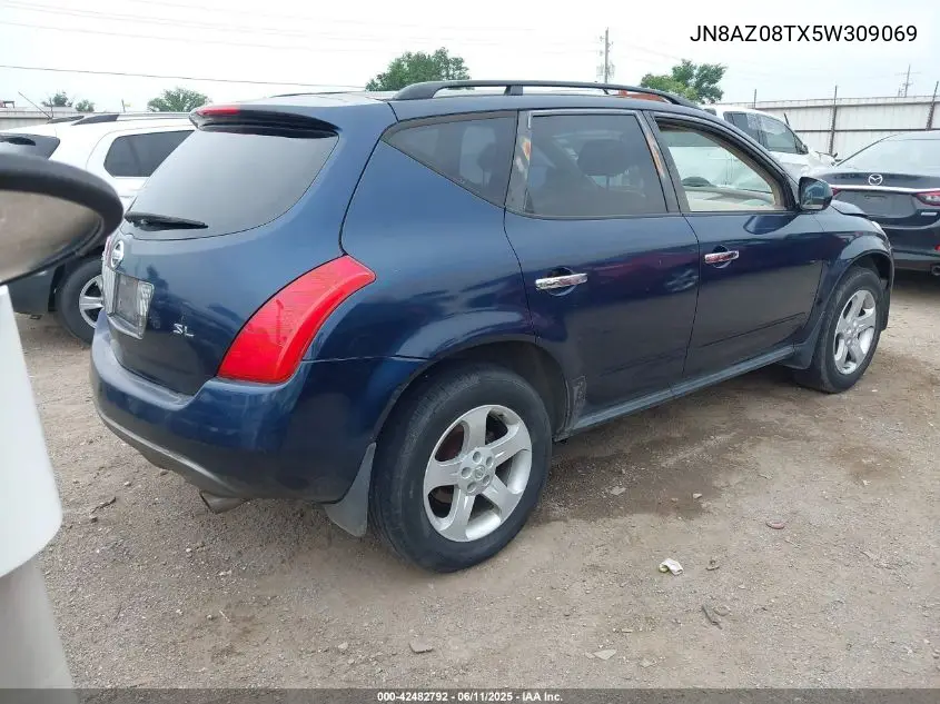 2005 Nissan Murano Sl VIN: JN8AZ08TX5W309069 Lot: 42482792