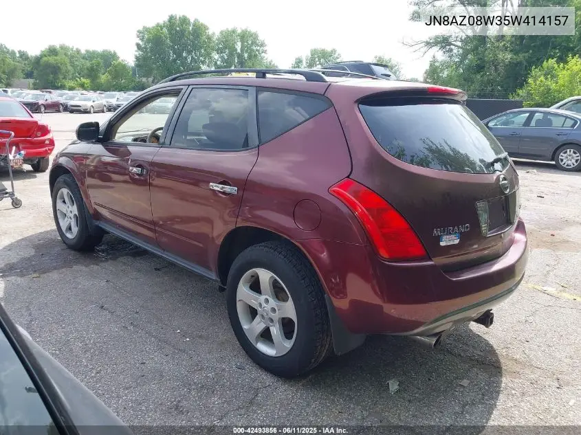 2005 Nissan Murano Sl VIN: JN8AZ08W35W414157 Lot: 42493856
