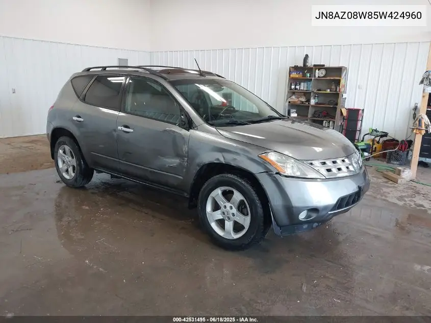 2005 Nissan Murano Sl VIN: JN8AZ08W85W424960 Lot: 42531495