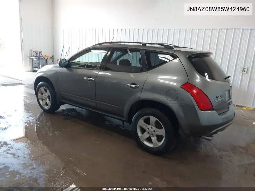 2005 Nissan Murano Sl VIN: JN8AZ08W85W424960 Lot: 42531495