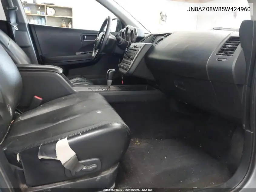 2005 Nissan Murano Sl VIN: JN8AZ08W85W424960 Lot: 42531495