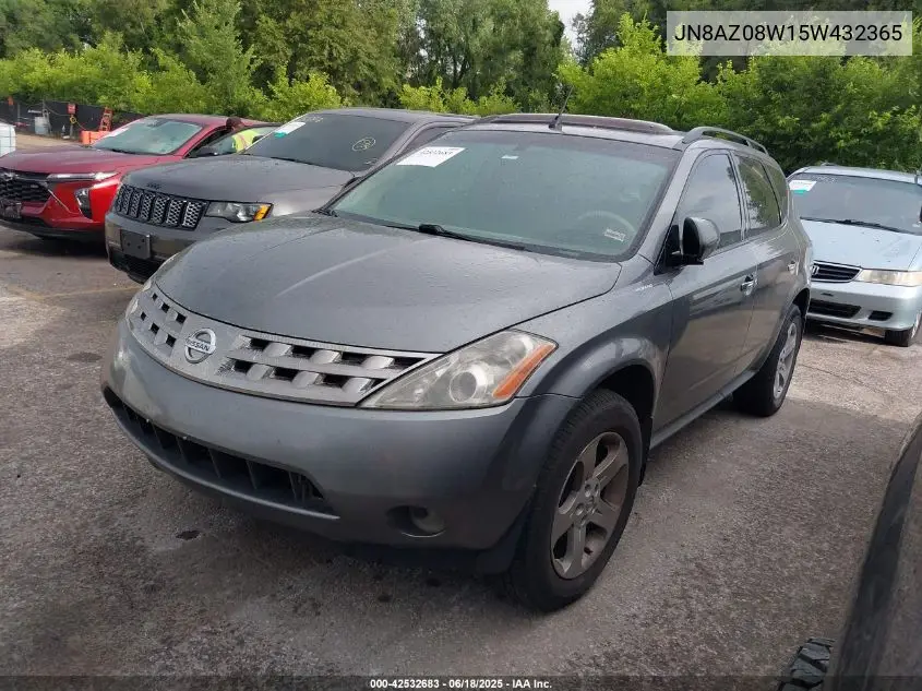 2005 Nissan Murano Sl VIN: JN8AZ08W15W432365 Lot: 42532683